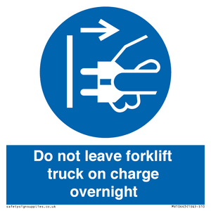Do not leave forklift truck on charge overnight